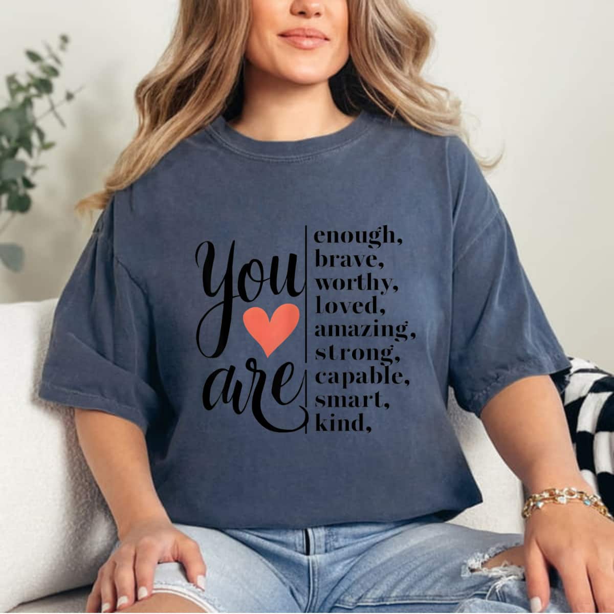 Retro Vintage You Are Enough Brave Amazing Strong Smart Kind T-Shirt Retro Vintage You Are Enough Brave Amazing Strong Smart Kind T-Shirt