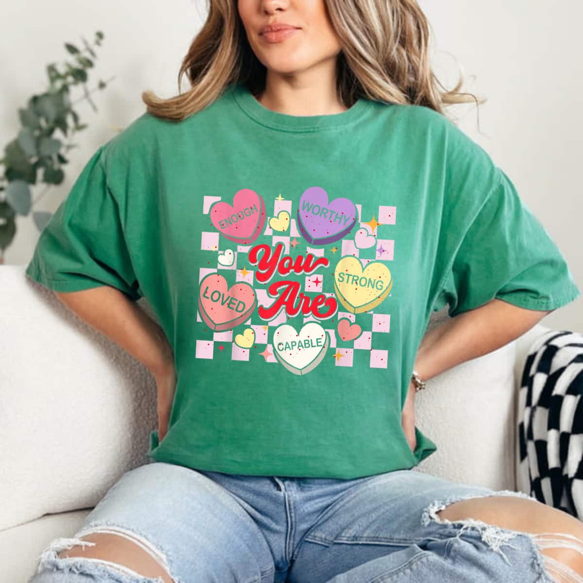 Retro Candy Heart You Are Strong Enough Capable T-Shirt Retro Candy Heart You Are Strong Enough Capable T-Shirt