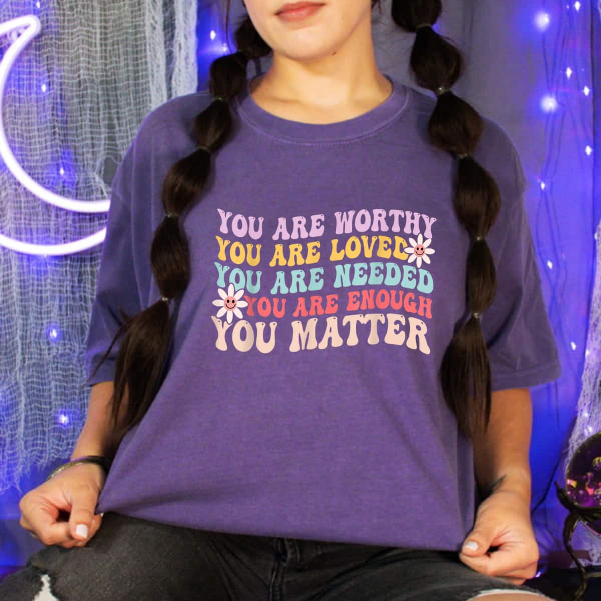 Groovy Flower You Are Worthy You Are Loved T-Shirt Groovy Flower You Are Worthy You Are Loved T-Shirt