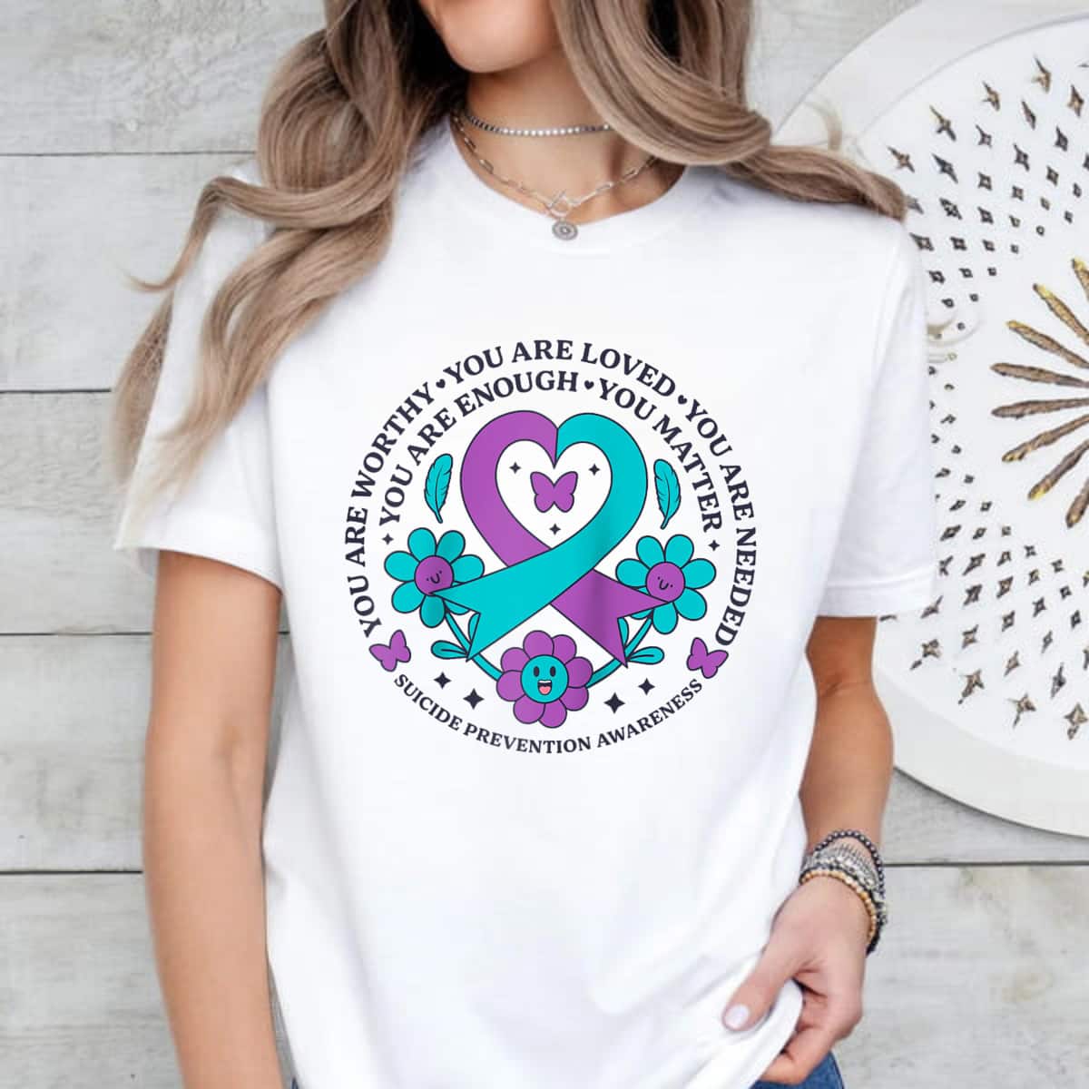 You Are Worthy Loved Needed Enough Ribbon Matter Suicide Prevention T-Shirt You Are Worthy Loved Needed Enough Ribbon Matter Suicide Prevention T-Shirt