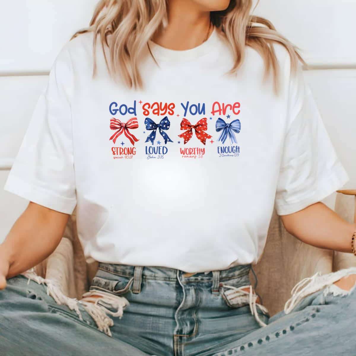 Bow Tie God Says You Are Strong Worthy Loved Enough T-Shirt Bow Tie God Says You Are Strong Worthy Loved Enough T-Shirt