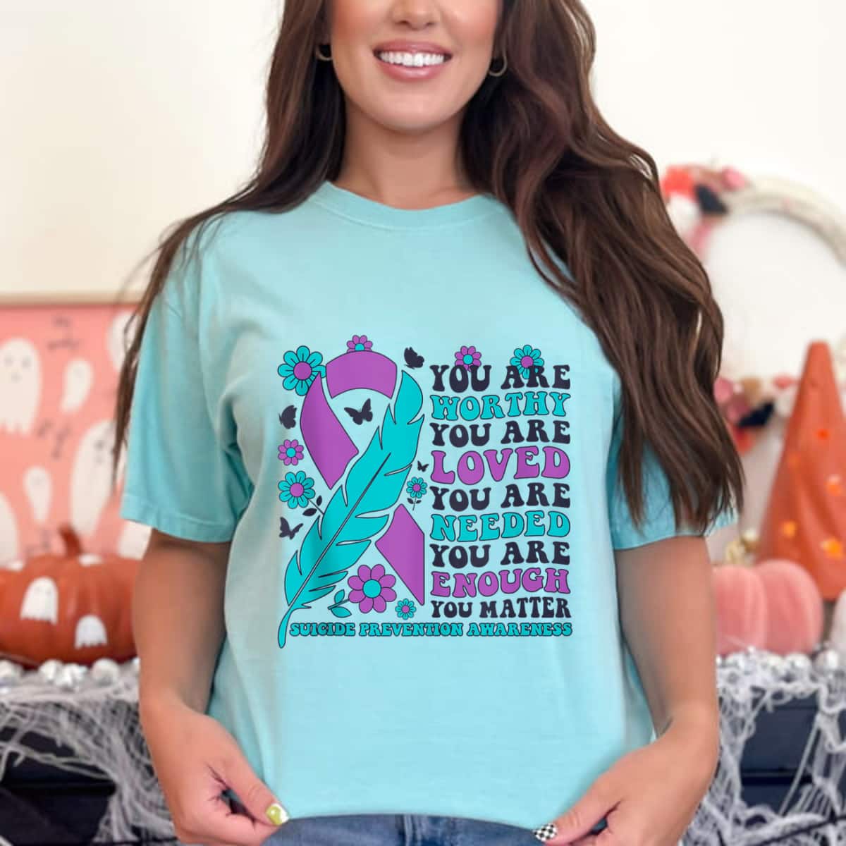 You Are Worthy Loved Needed Enough Ribbon T-Shirt You Are Worthy Loved Needed Enough Ribbon T-Shirt