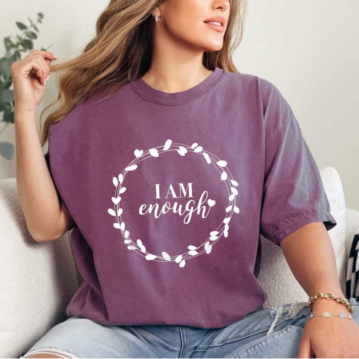 I Am Enough Inspirational Message T-Shirt I Am Enough Inspirational Message T-Shirt