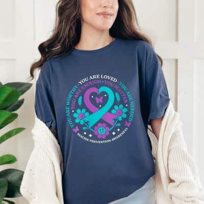 You Are Worthy Loved Needed Enough Ribbon Floral T-Shirt