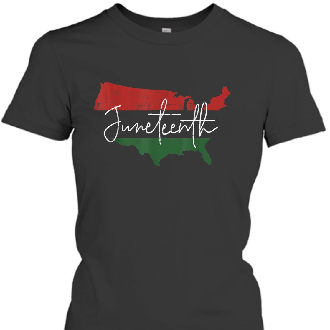 Strong Women American Map With Pan African Flag For Juneteenth Since 1865 T-Shirt