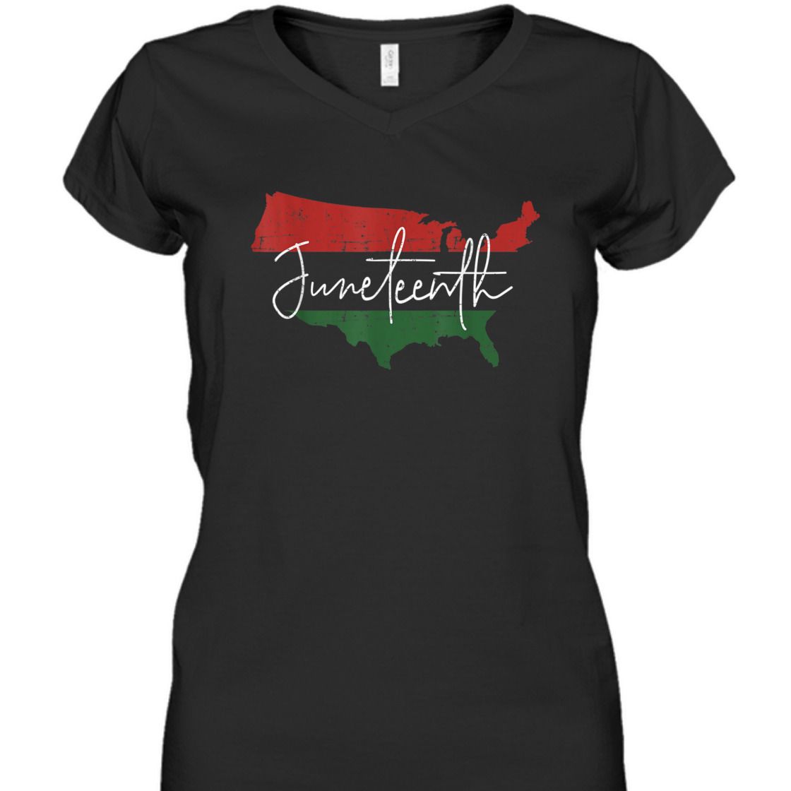 Strong Women American Map With Pan African Flag For Juneteenth Since 1865 T-Shirt