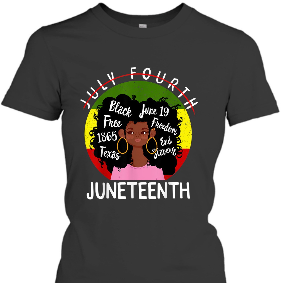 Strong Women Juneteenth Flag BLM Afro Women June 19 1865 African American T-Shirt