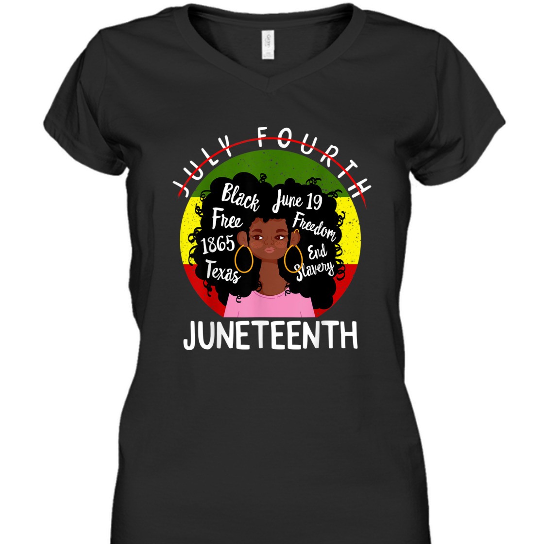Strong Women Juneteenth Flag BLM Afro Women June 19 1865 African American T-Shirt