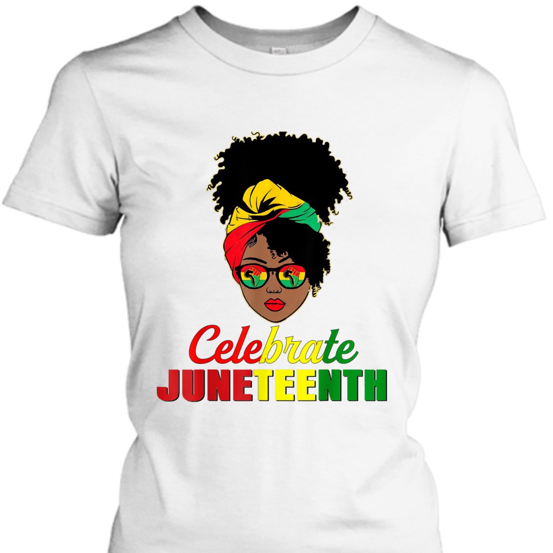 Strong Women Celebrate Juneteenth Messy Bun Black Women Melanin Pride T-Shirt