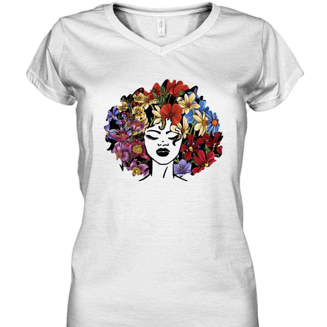 Strong Women Afro Hair Natural Black History Juneteenth Pride T-Shirt