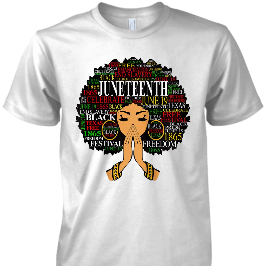 Strong Women Womens Juneteenth Melanin Black Women Natural Hair Afro Word Art T-Shirt