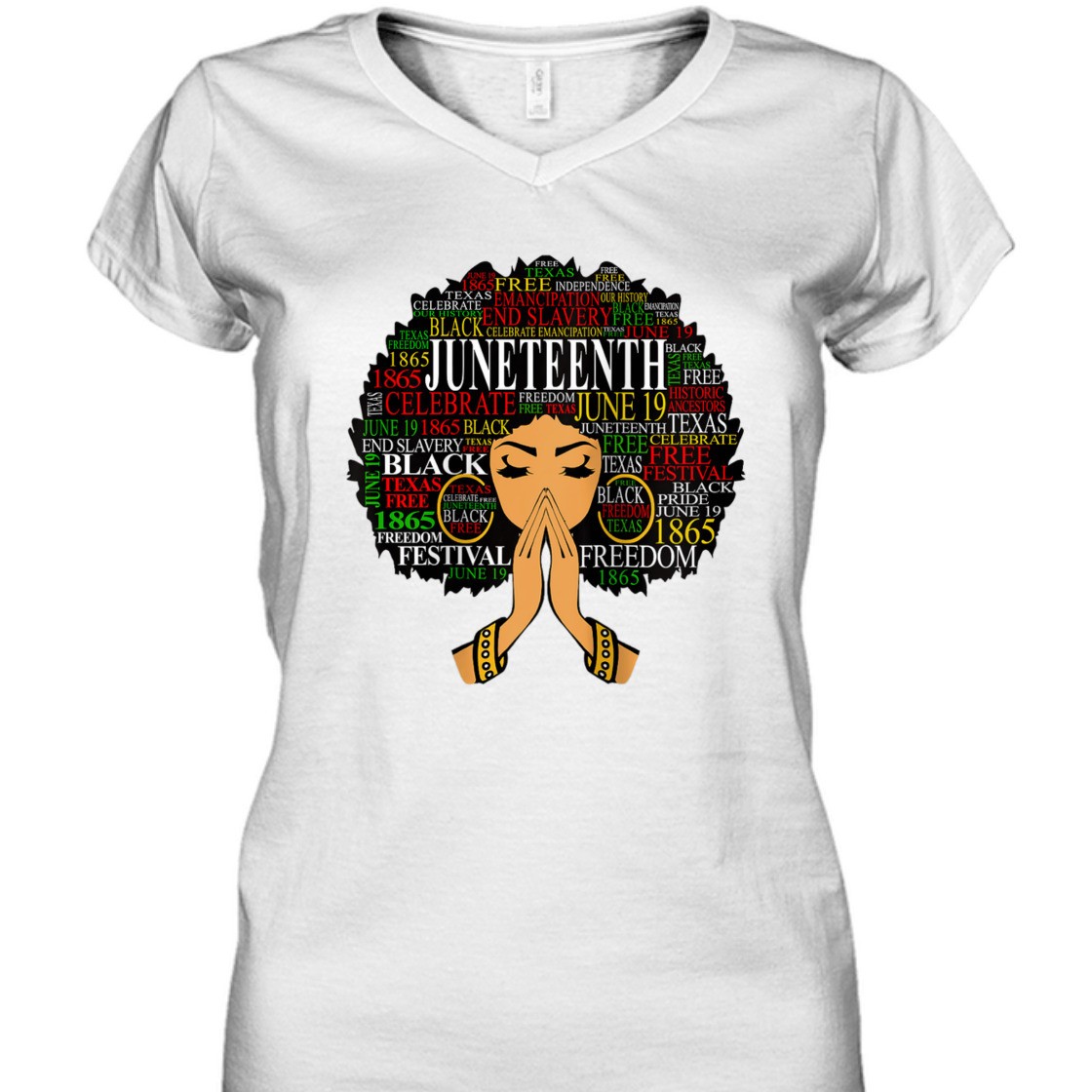 Strong Women Womens Juneteenth Melanin Black Women Natural Hair Afro Word Art T-Shirt