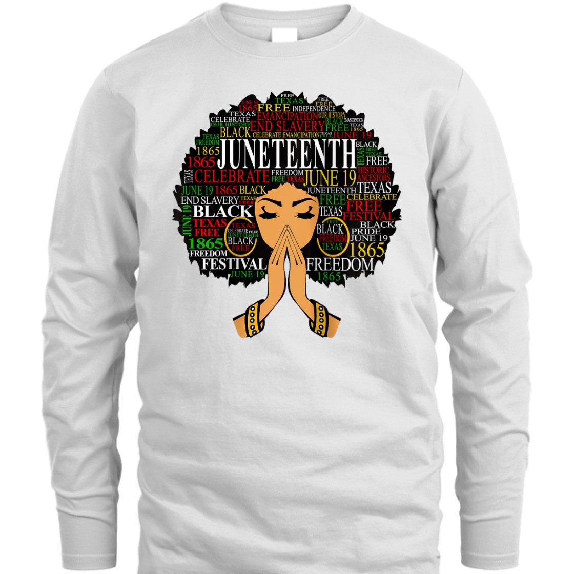 Strong Women Womens Juneteenth Melanin Black Women Natural Hair Afro Word Art T-Shirt