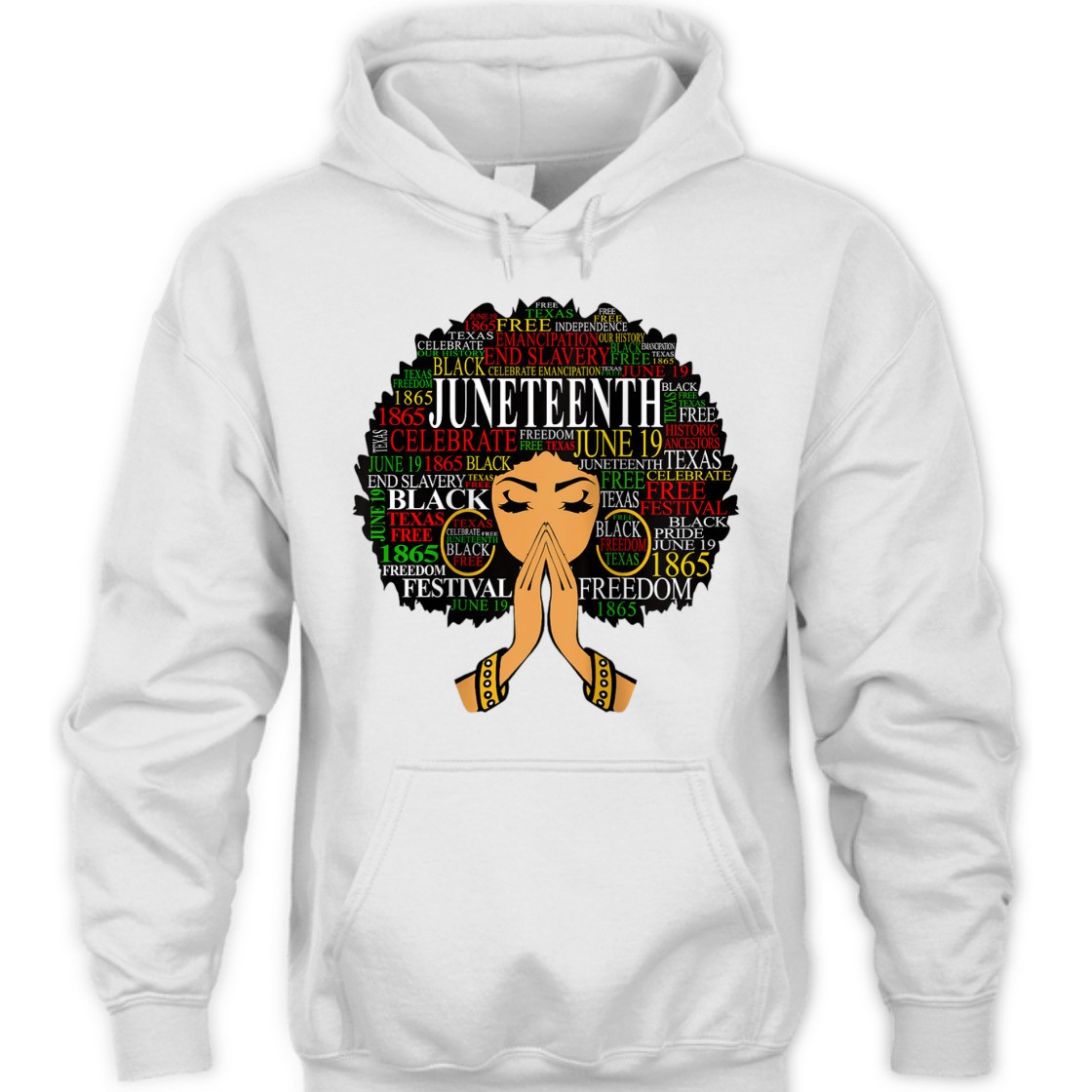Strong Women Womens Juneteenth Melanin Black Women Natural Hair Afro Word Art T-Shirt