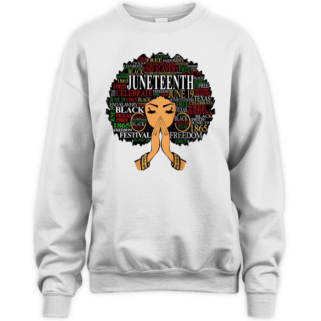 Strong Women Womens Juneteenth Melanin Black Women Natural Hair Afro Word Art T-Shirt