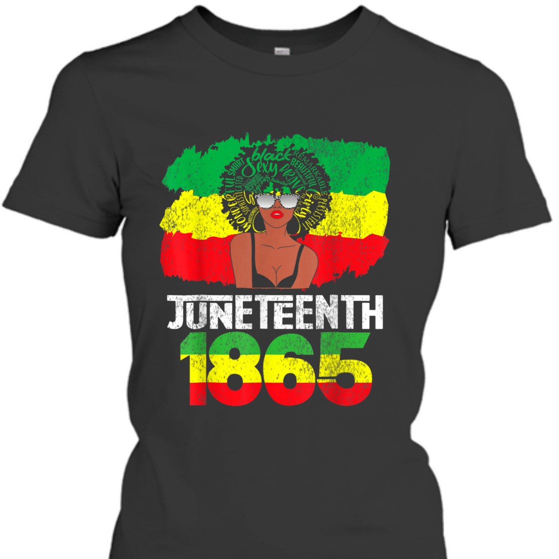 Strong Women Celebrate Juneteenth Messy Bun Black Women 1865 Juneteenth T-Shirt