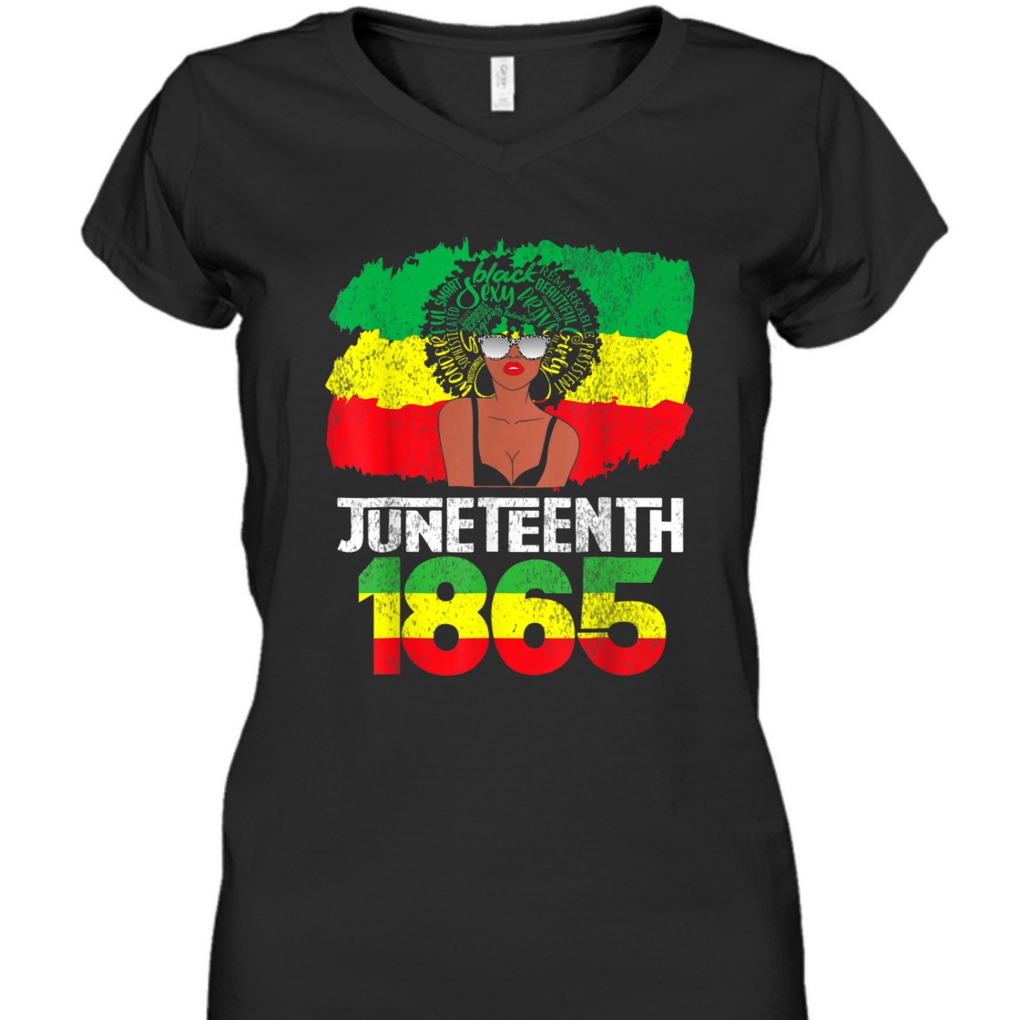 Strong Women Celebrate Juneteenth Messy Bun Black Women 1865 Juneteenth T-Shirt