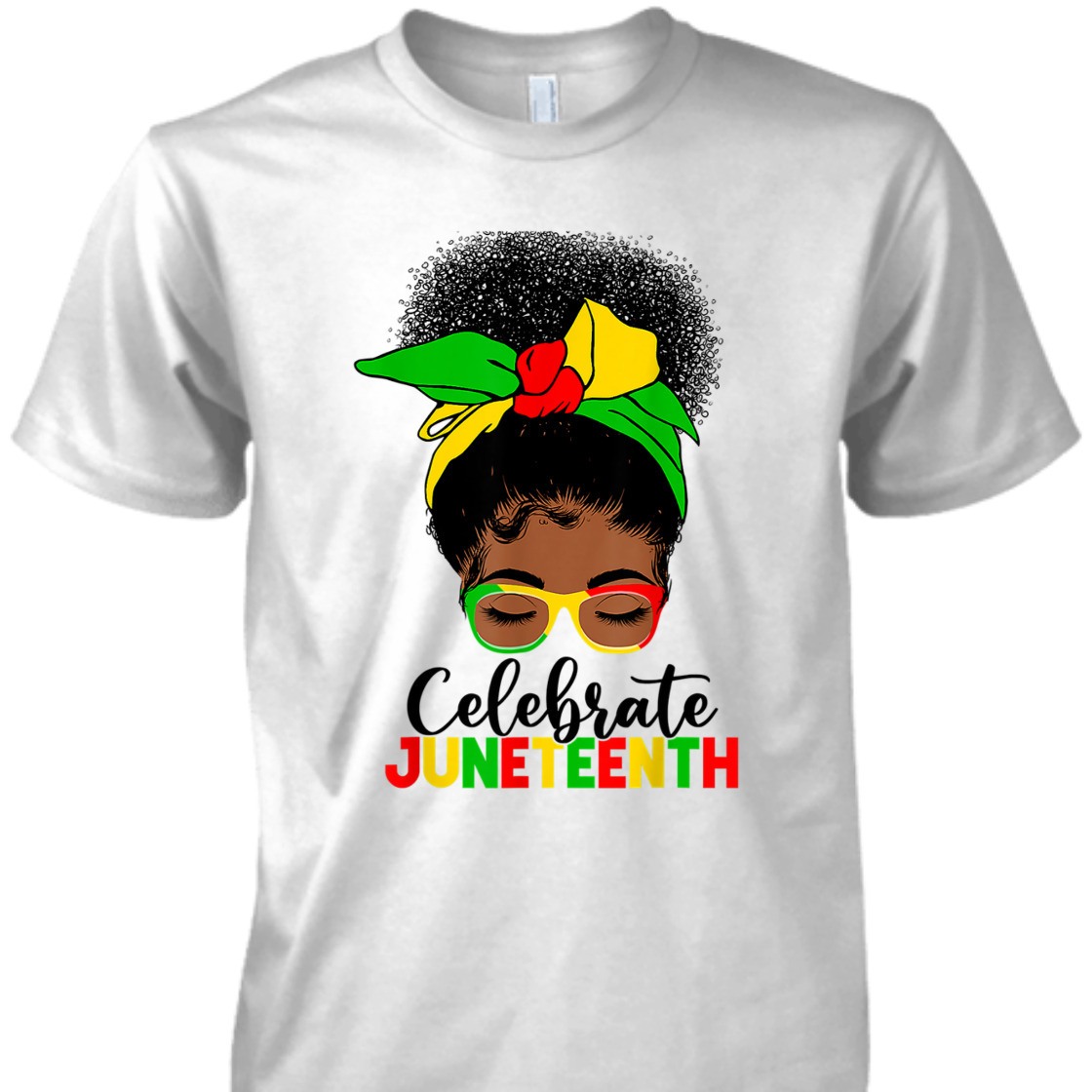 Strong Women Awesome Messy Bun Juneteenth Celebrate 1865 June 19th T-Shirt