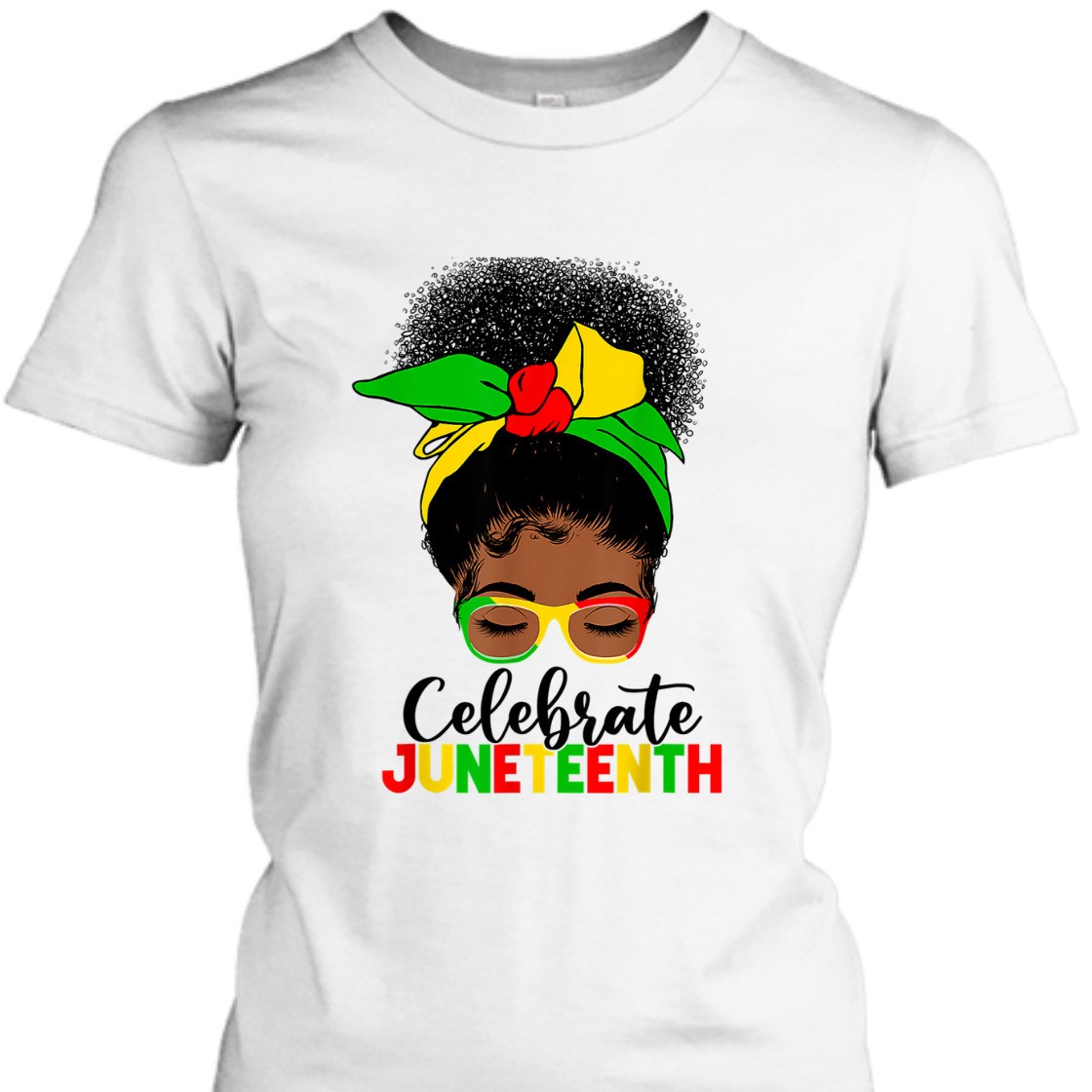 Strong Women Awesome Messy Bun Juneteenth Celebrate 1865 June 19th T-Shirt