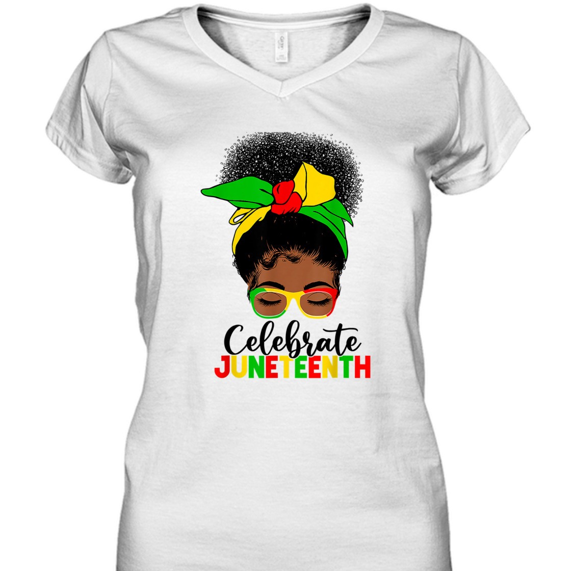 Strong Women Awesome Messy Bun Juneteenth Celebrate 1865 June 19th T-Shirt