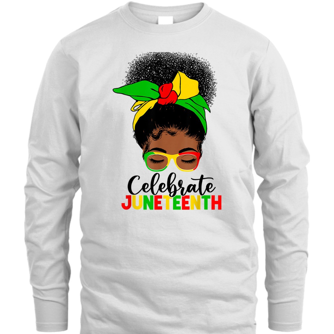 Strong Women Awesome Messy Bun Juneteenth Celebrate 1865 June 19th T-Shirt