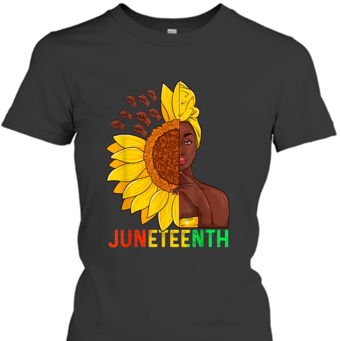 Strong Women Juneteenth Black Women Sunflower T-Shirt