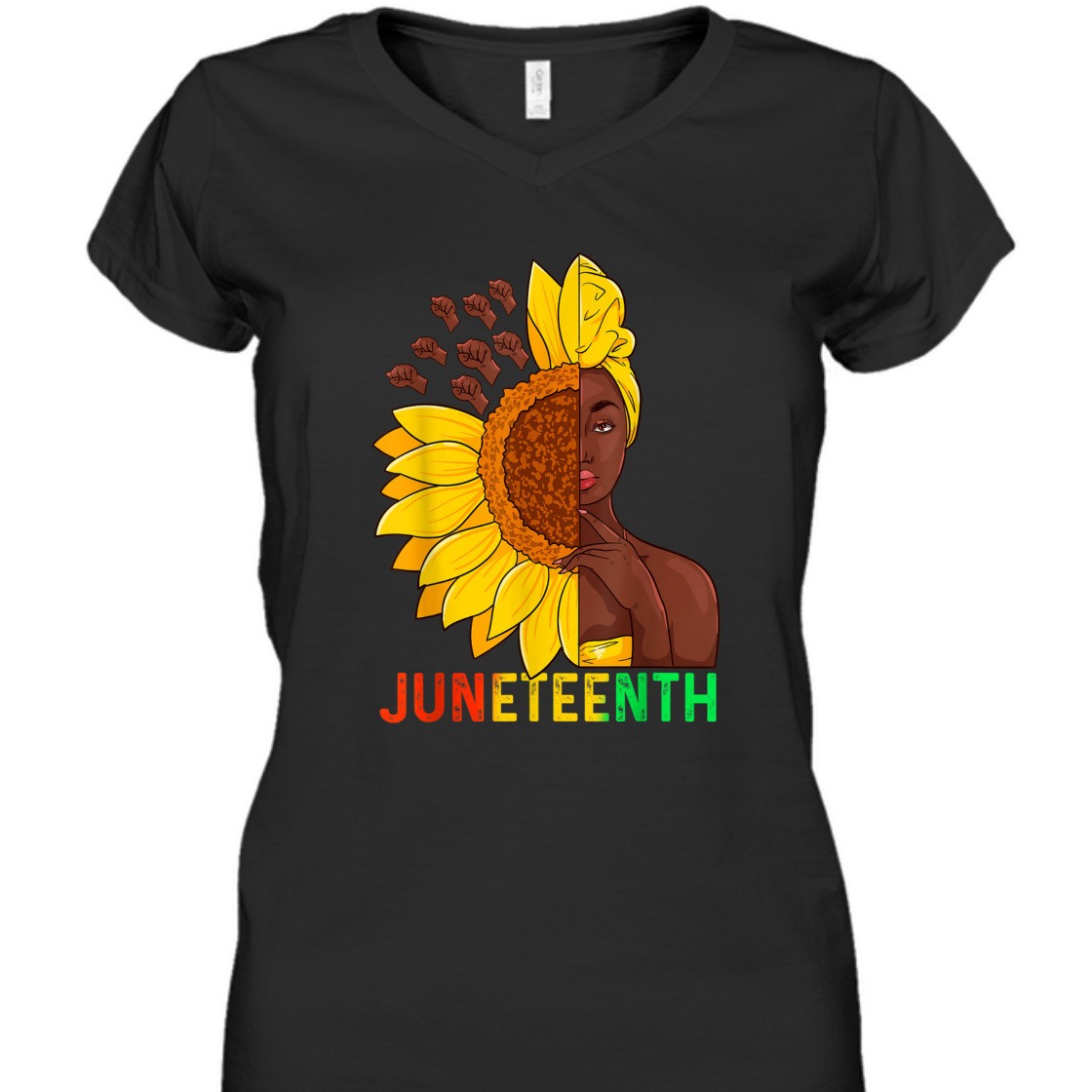 Strong Women Juneteenth Black Women Sunflower T-Shirt