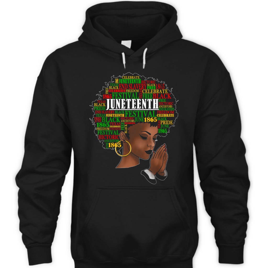 Strong Women Juneteenth Melanin Black Women Natural Hair Afro Word Art T-Shirt