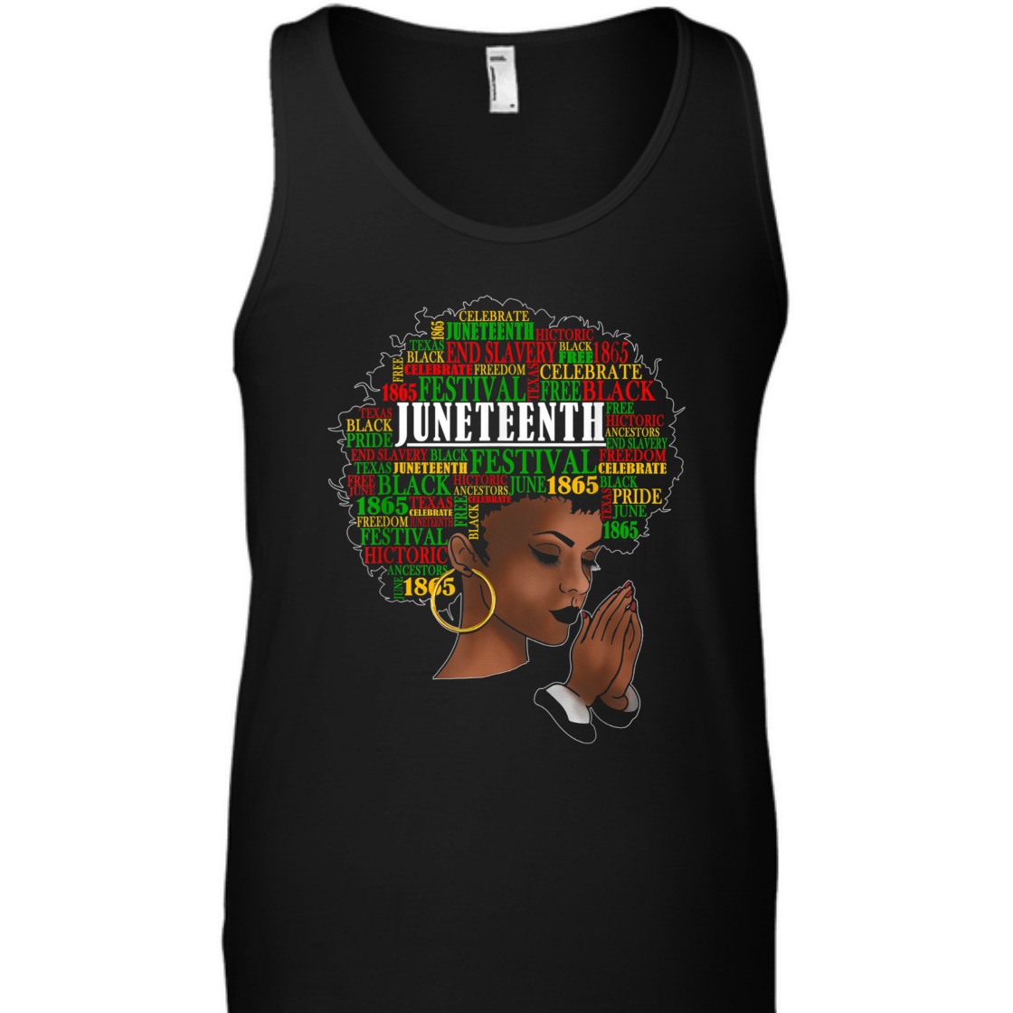 Strong Women Juneteenth Melanin Black Women Natural Hair Afro Word Art T-Shirt