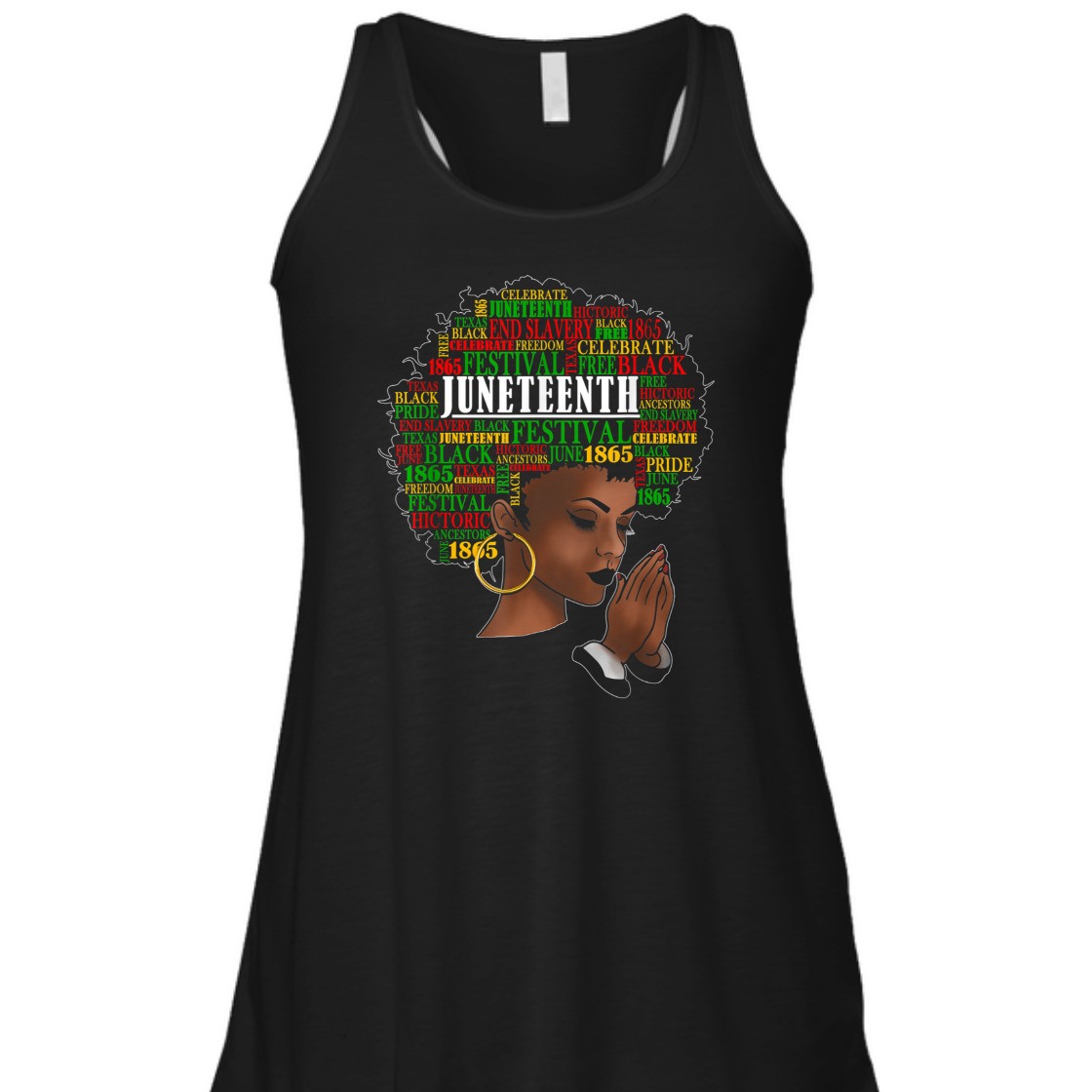 Strong Women Juneteenth Melanin Black Women Natural Hair Afro Word Art T-Shirt