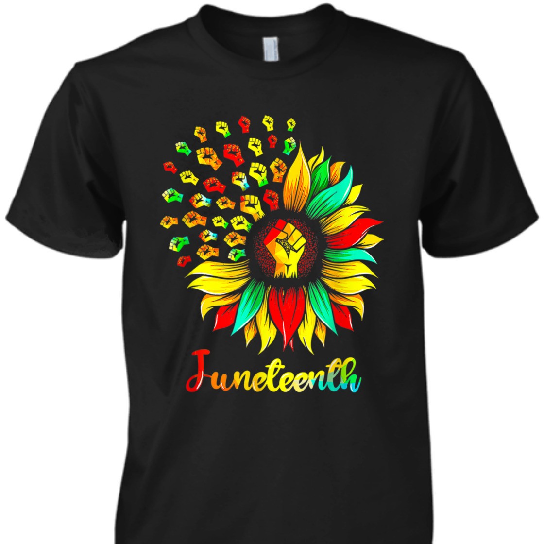 Strong Women Sunflower Fist Black History African American Juneteenth T-Shirt