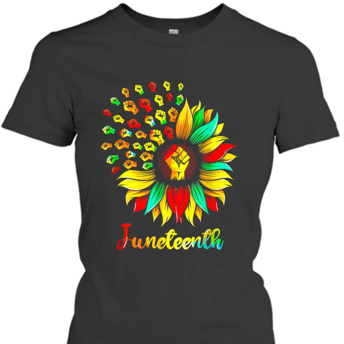 Strong Women Sunflower Fist Black History African American Juneteenth T-Shirt