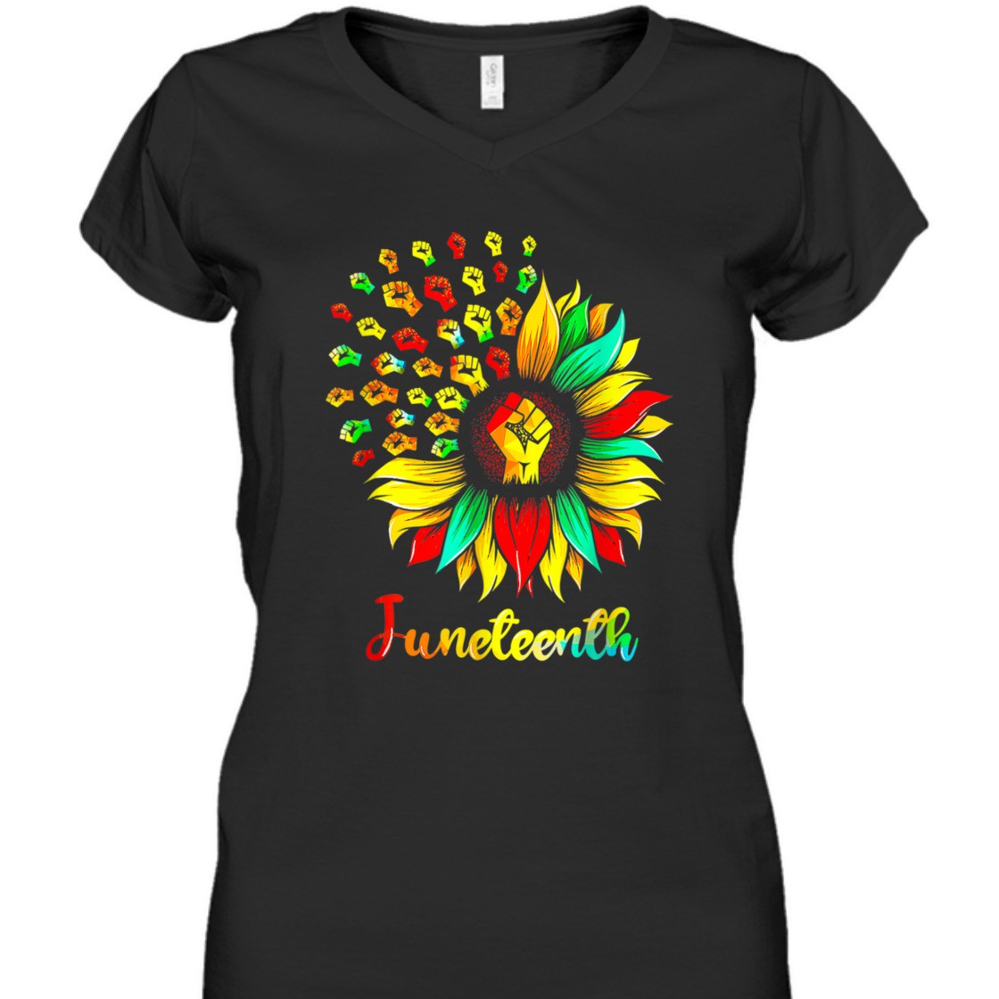 Strong Women Sunflower Fist Black History African American Juneteenth T-Shirt