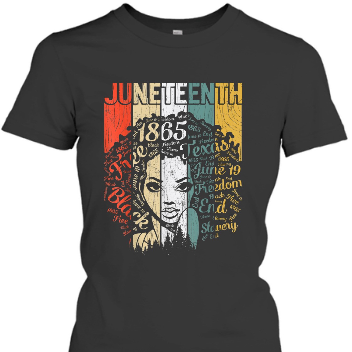 Strong Women Juneteenth Flag BLM Afro Women African American T-Shirt