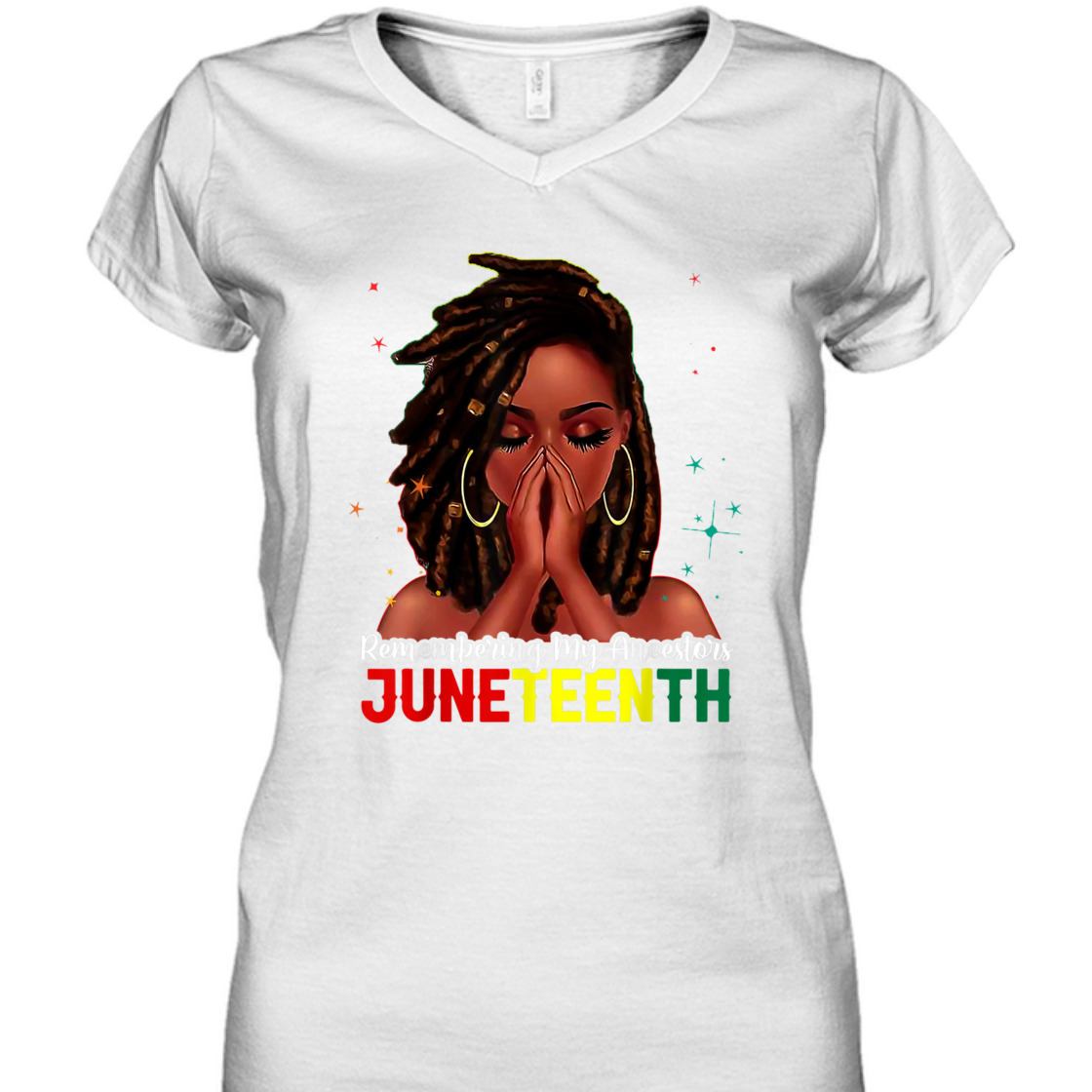 Strong Women Loc'd Hair Black Woman Remembering My Ancestors Juneteenth T-Shirt Strong Women Loc'd Hair Black Woman Remembering My Ancestors Juneteenth T-Shirt
