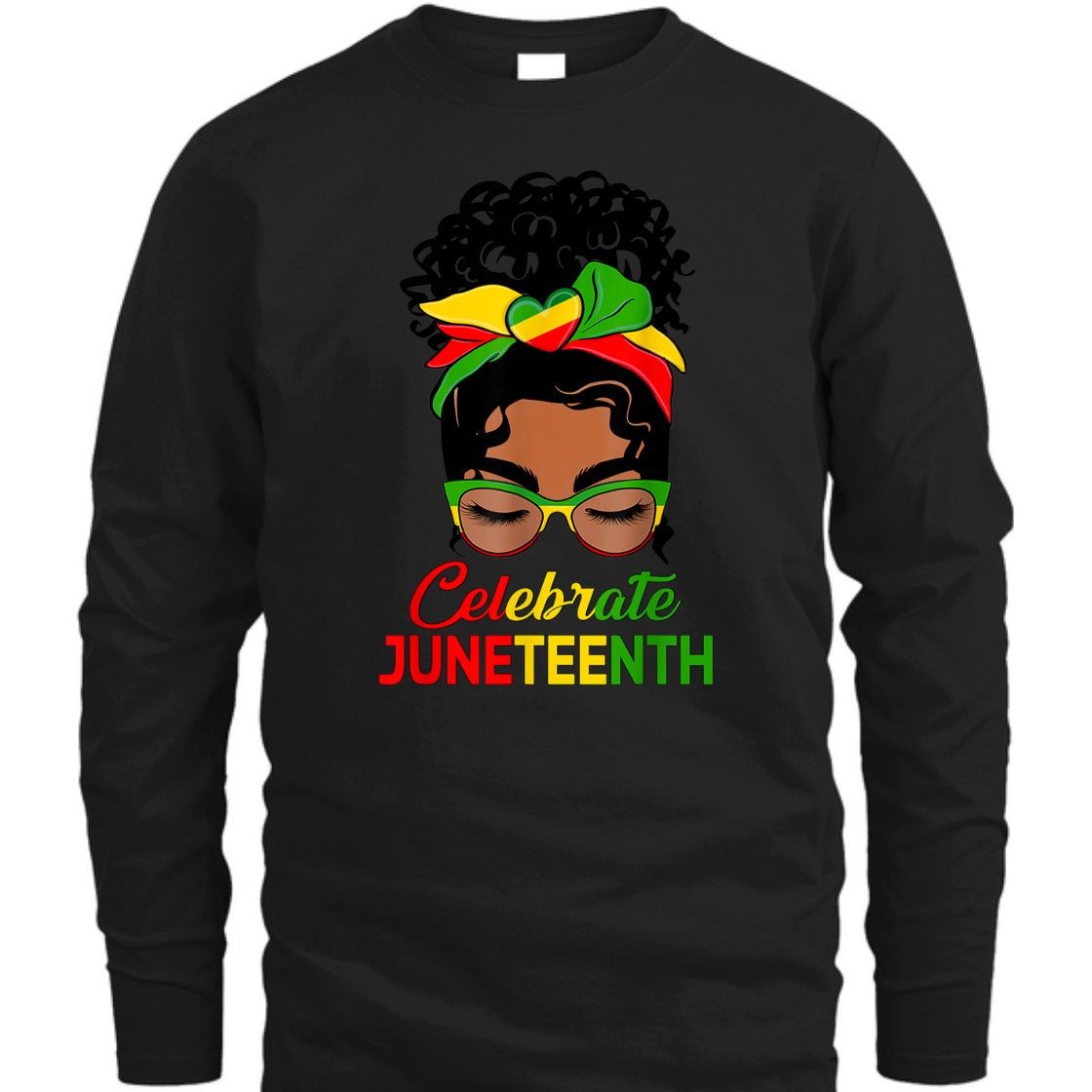 Strong Women Black Women Messy Bun Juneteenth Celebrate Indepedence Day T-Shirt
