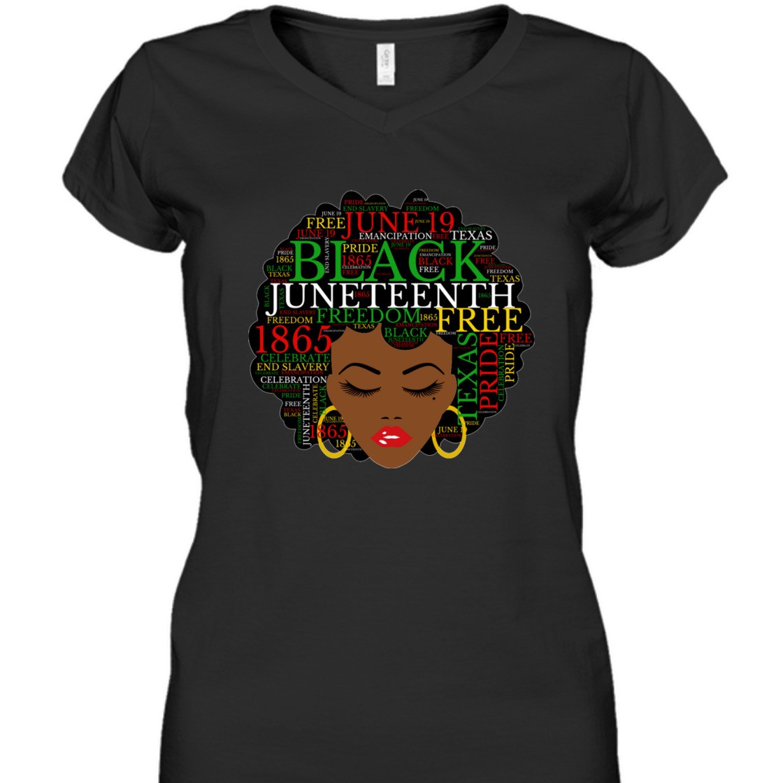 Strong Women Juneteenth Natural Hair Afro Word Art Melanin Black Women T-Shirt