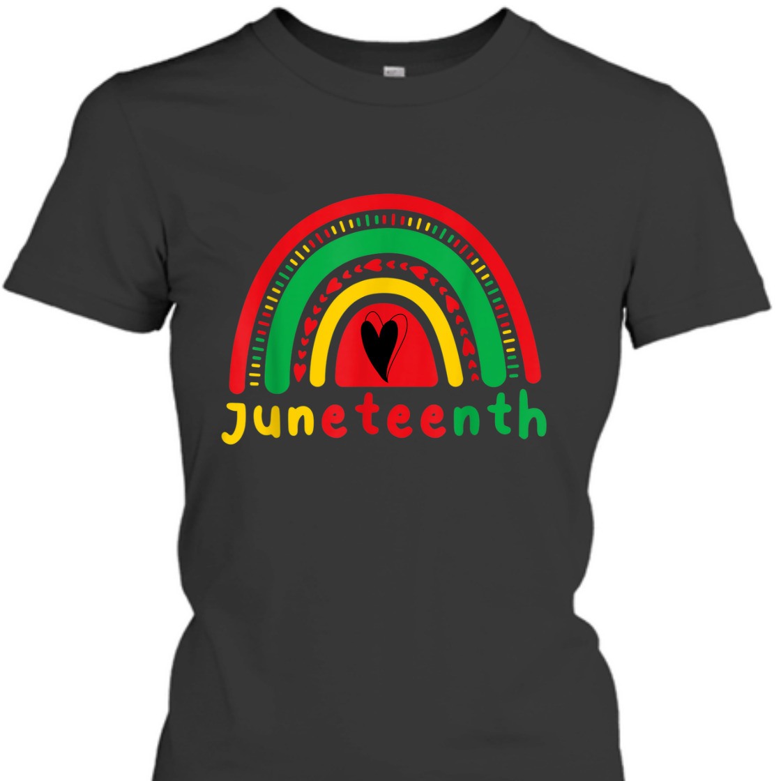 Strong Women Juneteenth Boho Rainbow Heart Women Girls Teens T-Shirt