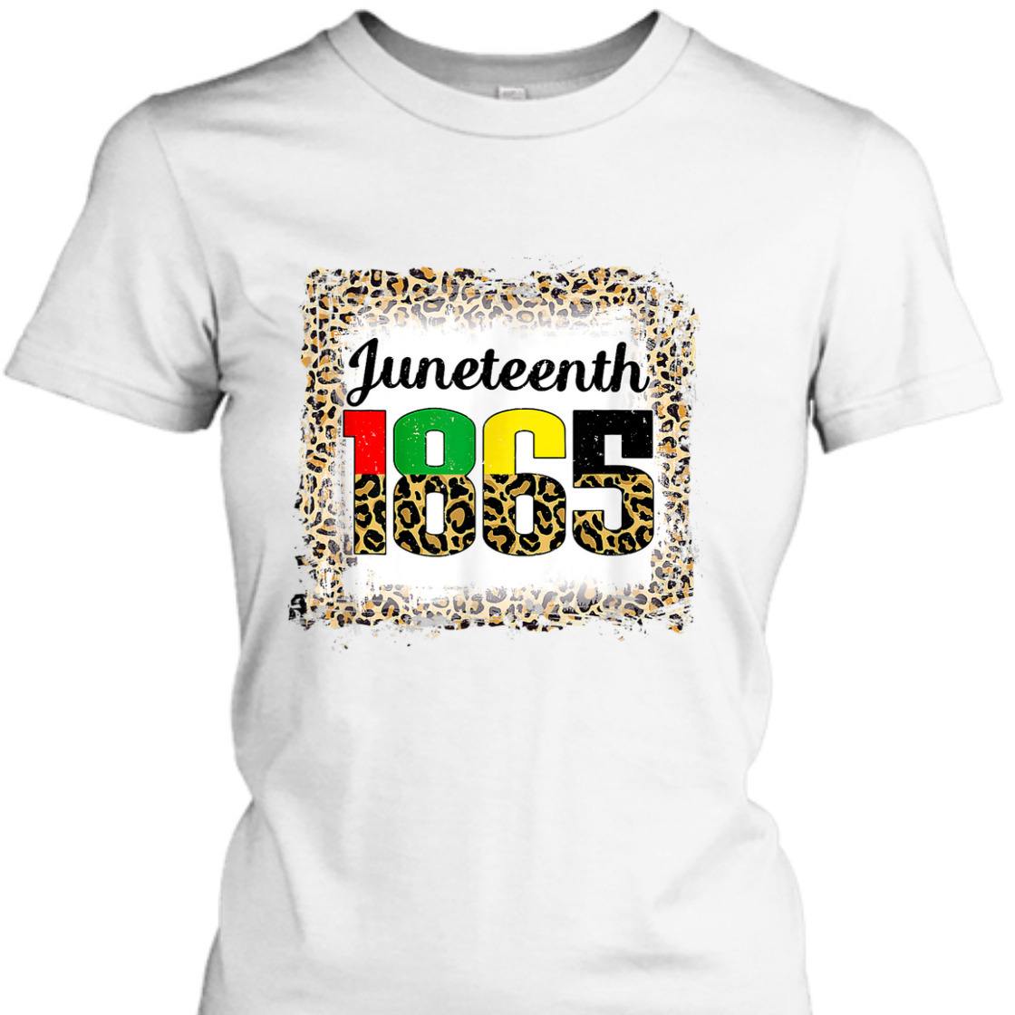 Strong Women Bleached Juneteenth Leopard American African 1865 Flag Pride T-Shirt