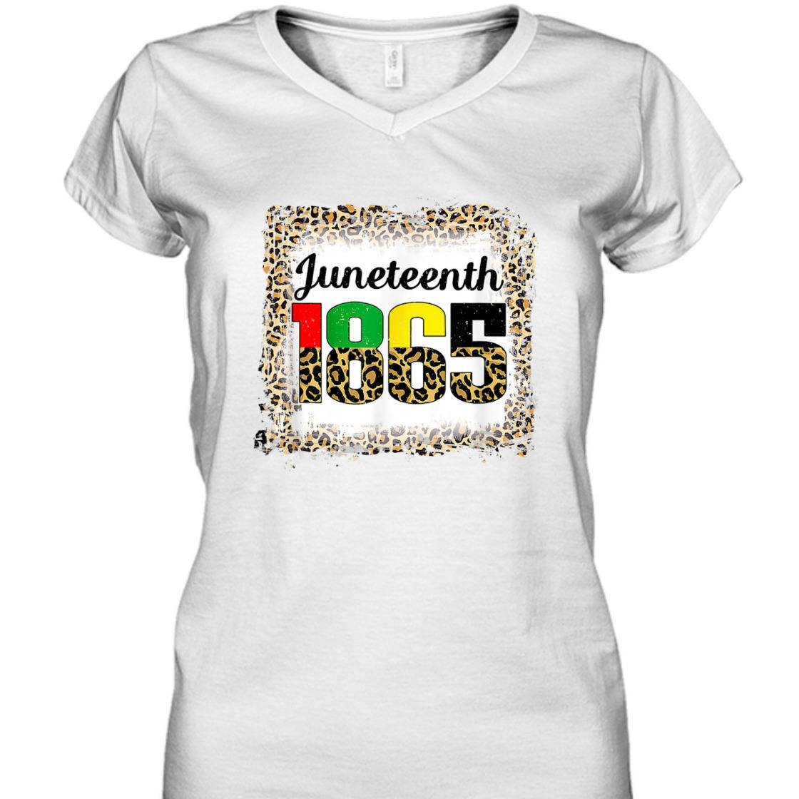 Strong Women Bleached Juneteenth Leopard American African 1865 Flag Pride T-Shirt