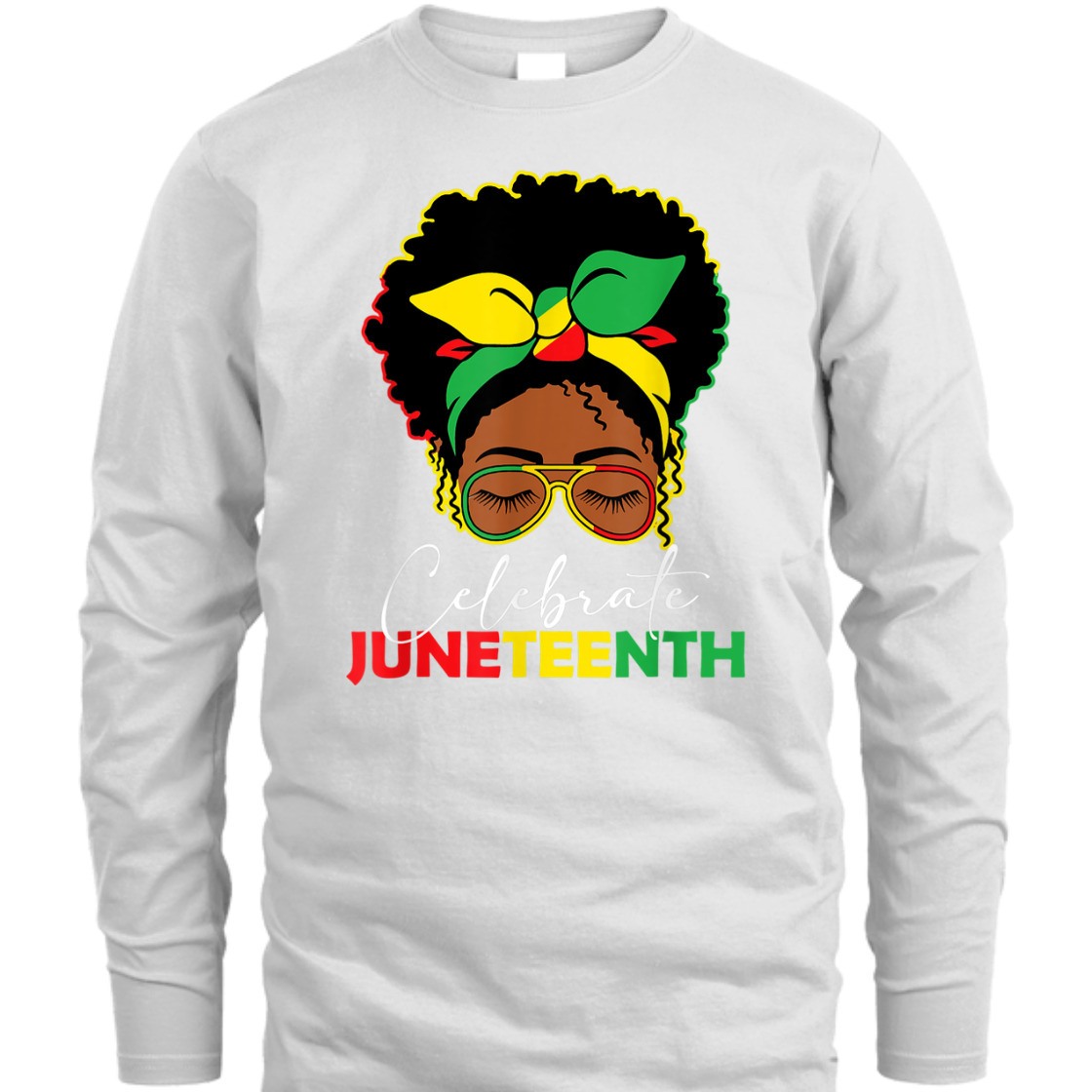 Strong Women Juneteenth Outfit Women Messy Bun Eye Glasses T-Shirt