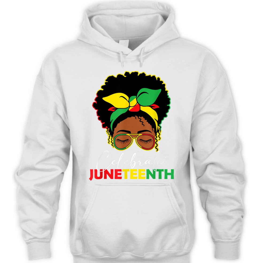 Strong Women Juneteenth Outfit Women Messy Bun Eye Glasses T-Shirt