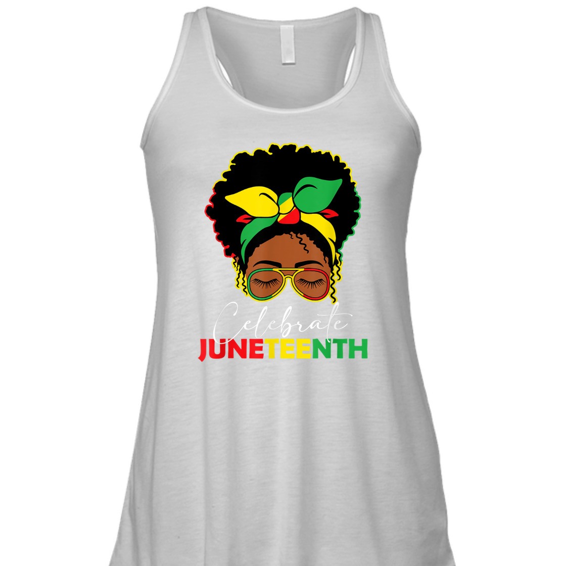 Strong Women Juneteenth Outfit Women Messy Bun Eye Glasses T-Shirt