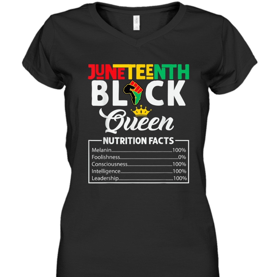 Strong Women Juneteenth Womens Black Queen Nutritional Facts Freedom Day T-Shirt