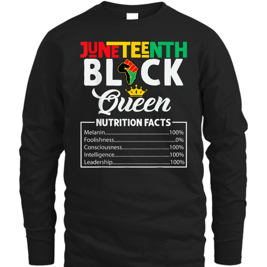 Strong Women Juneteenth Womens Black Queen Nutritional Facts Freedom Day T-Shirt