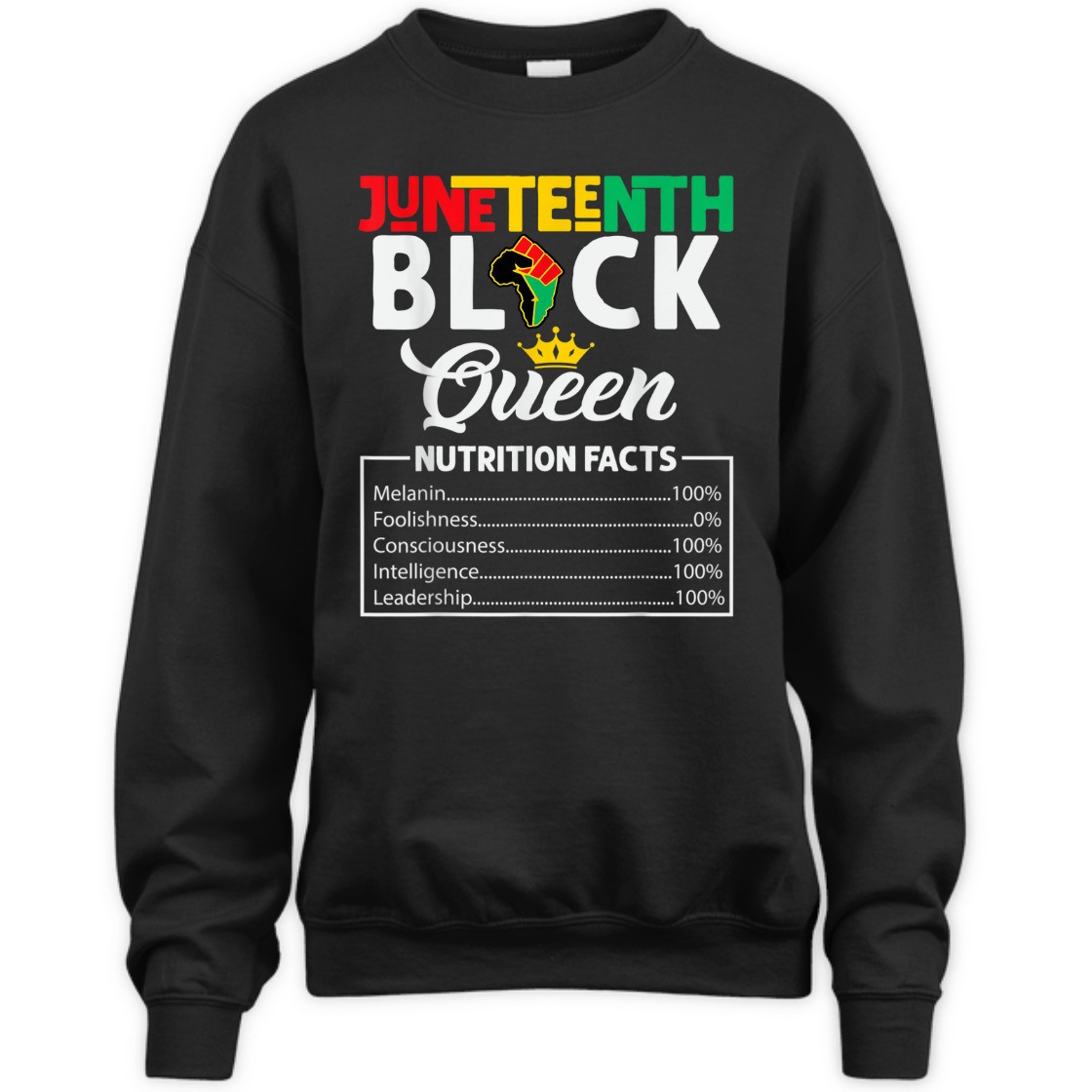 Strong Women Juneteenth Womens Black Queen Nutritional Facts Freedom Day T-Shirt