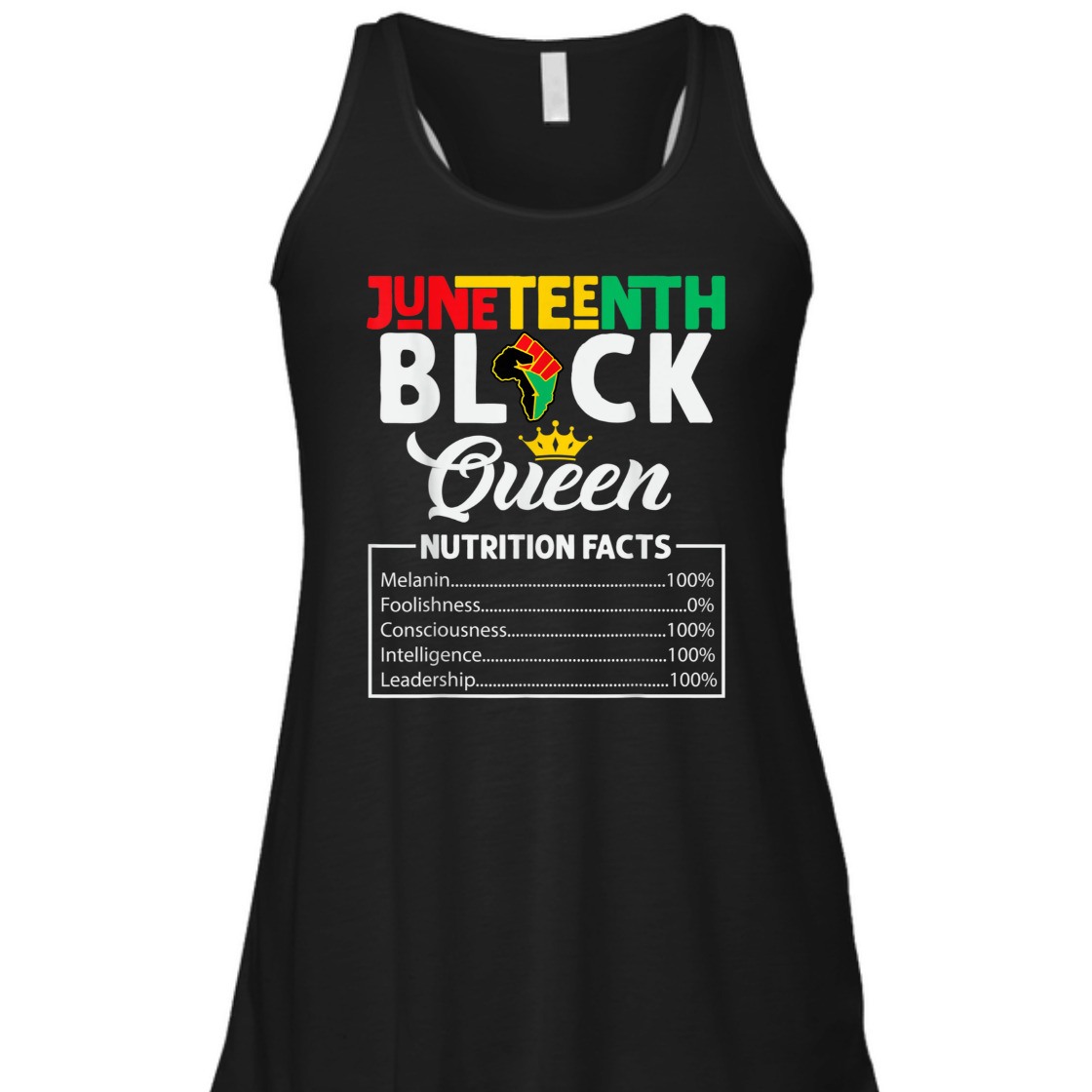 Strong Women Juneteenth Womens Black Queen Nutritional Facts Freedom Day T-Shirt