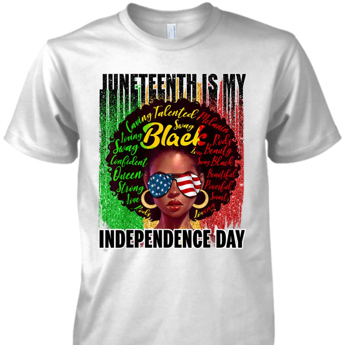 Strong Women Juneteenth Independence Day Afro Melanin Natural Hair T-Shirt