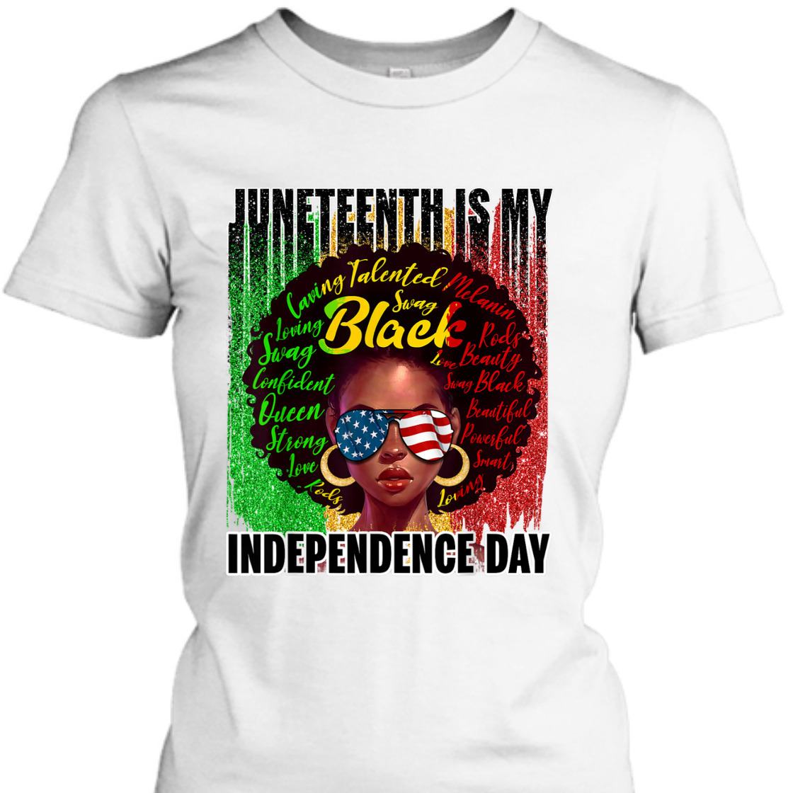 Strong Women Juneteenth Independence Day Afro Melanin Natural Hair T-Shirt Strong Women Juneteenth Independence Day Afro Melanin Natural Hair T-Shirt