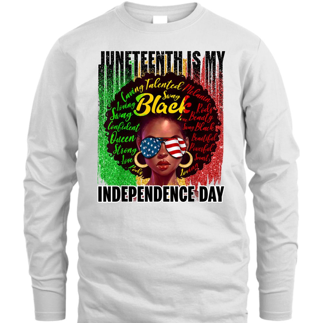Strong Women Juneteenth Independence Day Afro Melanin Natural Hair T-Shirt